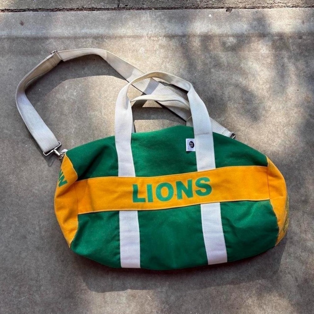 Vintage 90s West Linn High School green and yellow duffle bag
